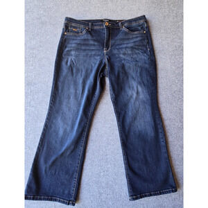 Nine West Women's Jeans Taylor Wide Cuff Capri Dark Wash Studded Size 14 (35x25)
